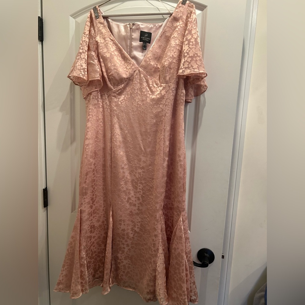 Adrianna Papell Blush Lace Midi Dress